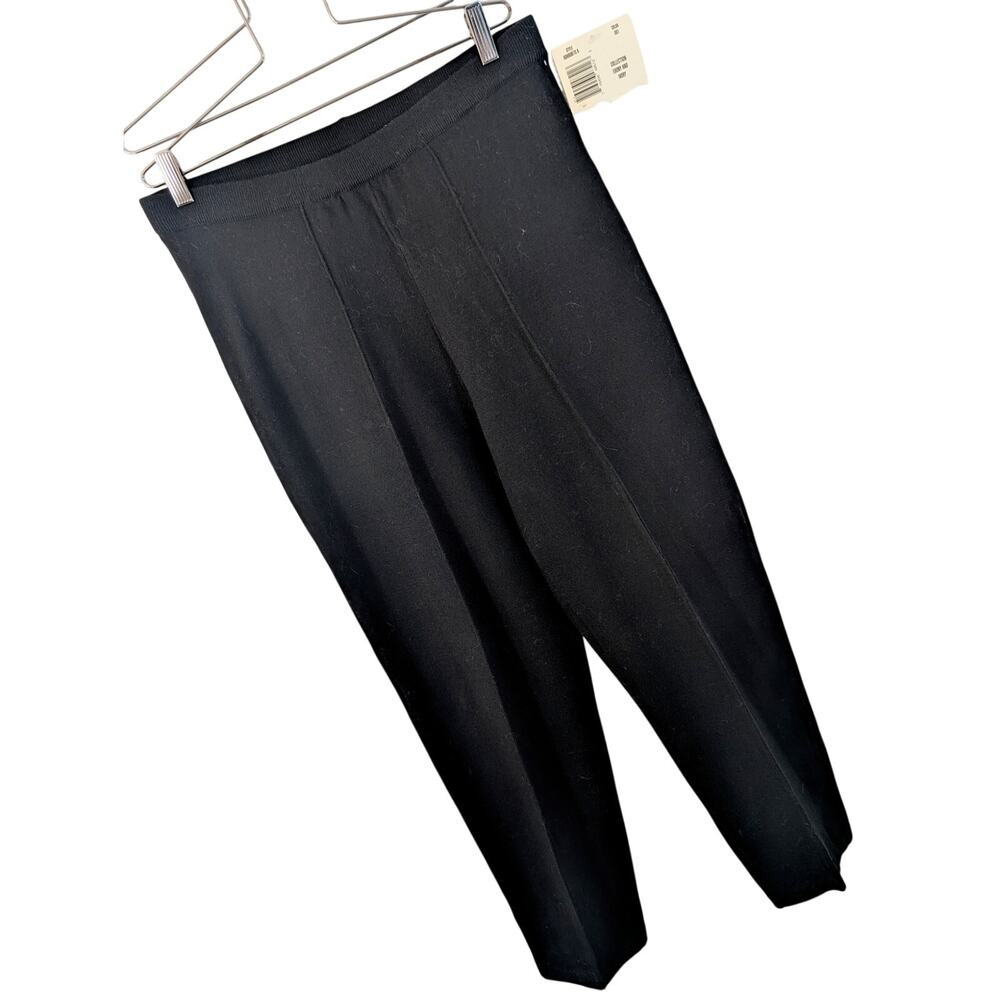 NWT! LIZ CLAIBORNE! BLACK MERINO WOOL+ KNIT, CENTER LEG SEAM STRETCH PANTS! LP